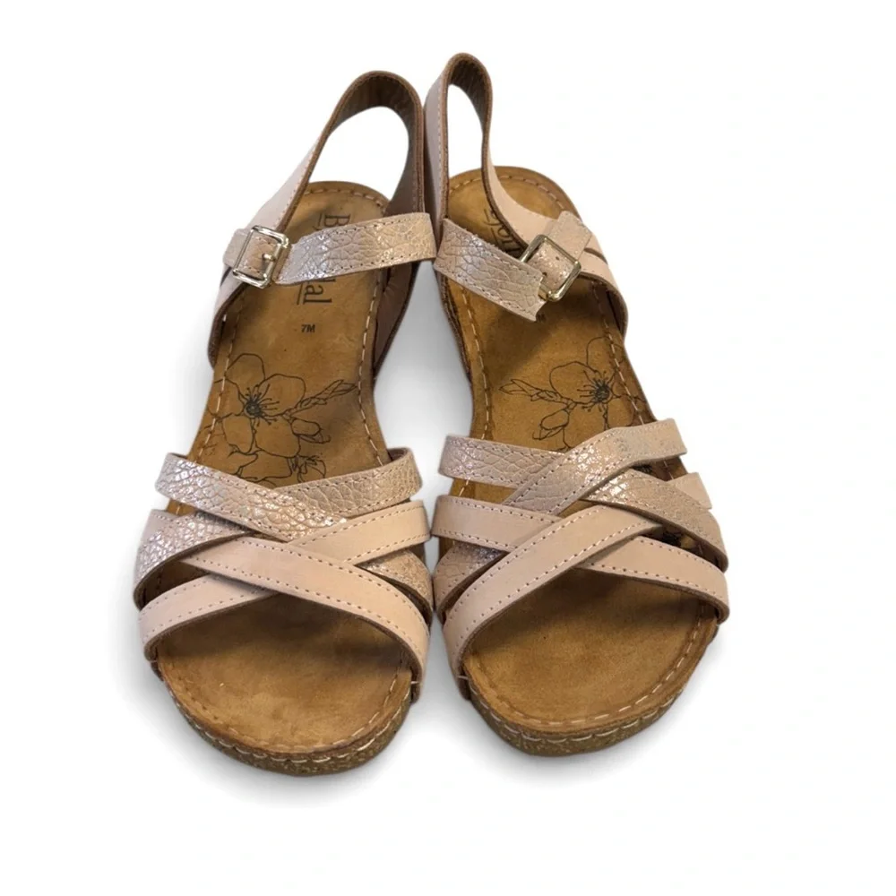 Bjorndal Lily Tan/Beige Strappy Wedge Sandals Size 7M